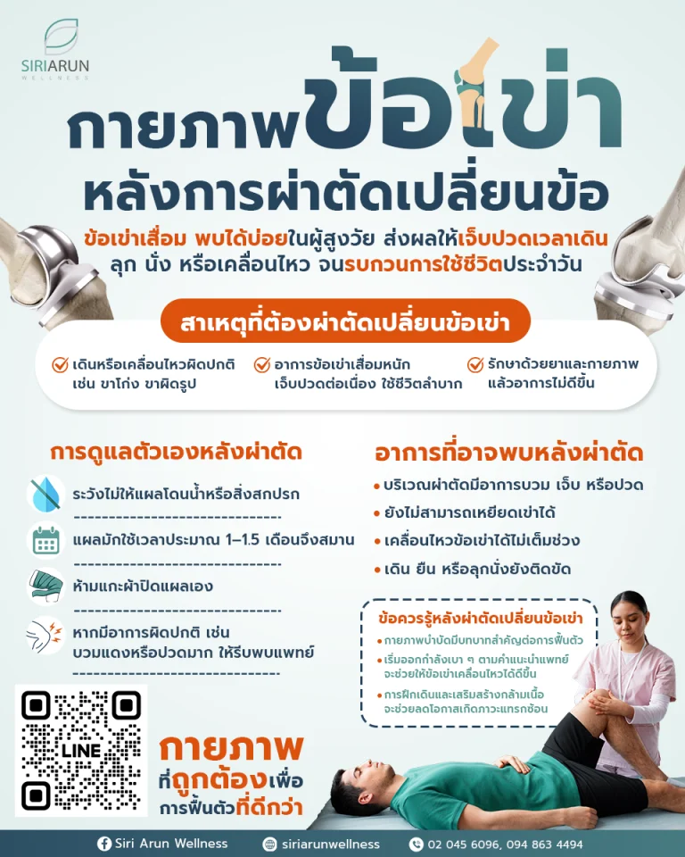 กายภาพข้อเข่าหลังการผ่าตัดเปลี่ยนข้อ เพื่อการฟื้นตัวที่ดีกว่า